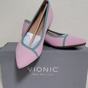 Vionic Dahlia Knit Ballet Flats Sz 7 Pink/Green NWB
